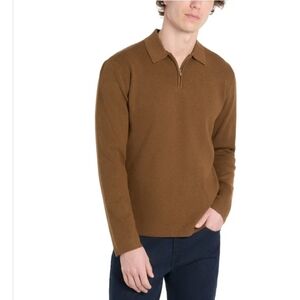 Hickey Freeman Men's Tan Sweater Polo